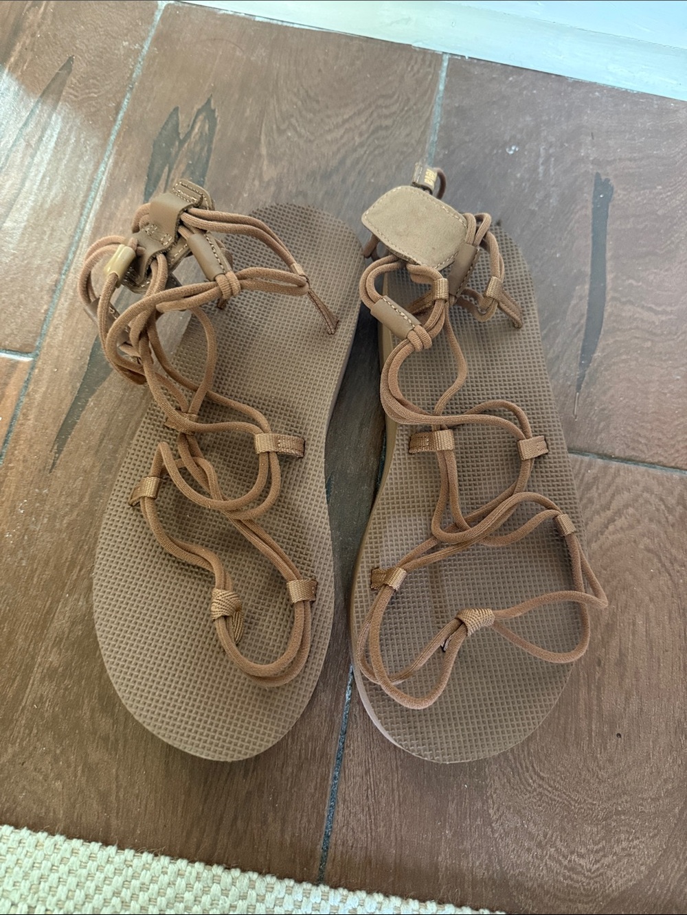 Teva Women's Strappy Lace-Up Sandals in Light Brown - Picture 7 of 8